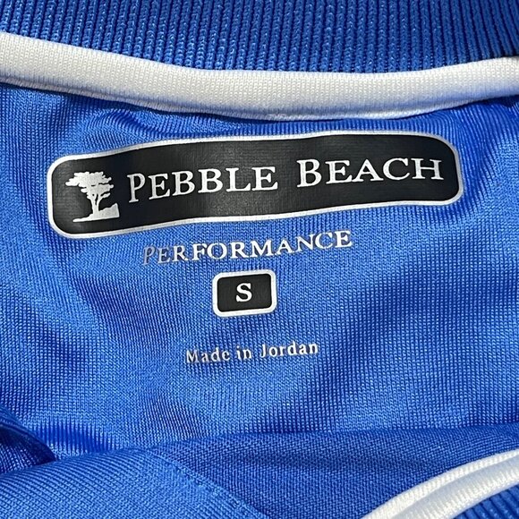 Pebble Beach Performance Polo Shirt Blue White S Small Golf - Picture 3 of 4